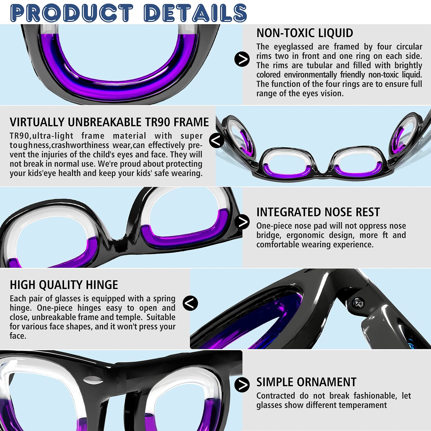 Hion Kids Anti-Motion Sickness Smart Glasses – Ultra-Light Travel Glasses for 3-8 Year Olds (White)