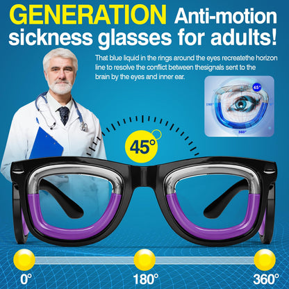 Hion Adult Anti-Motion Sickness Smart Glasses | Ultra-Light Liquid Glasses for Travel (Cars, Planes, Sea) – Black