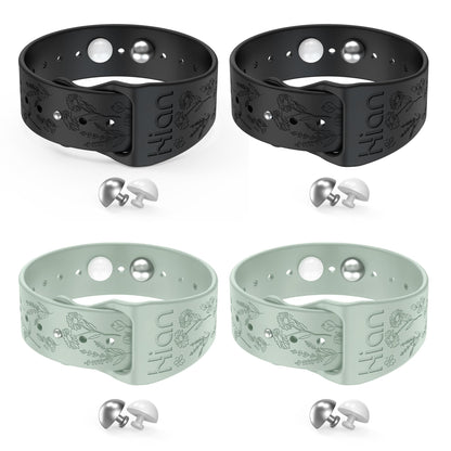 Hion Motion Sickness Bracelets — 2 Pairs (Black + Beryl) Acupressure Nausea Bands