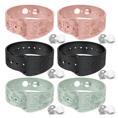 Hion Motion Sickness Wristbands - Acupressure Nausea Bands (3 Pairs: Pink Black Beryl)