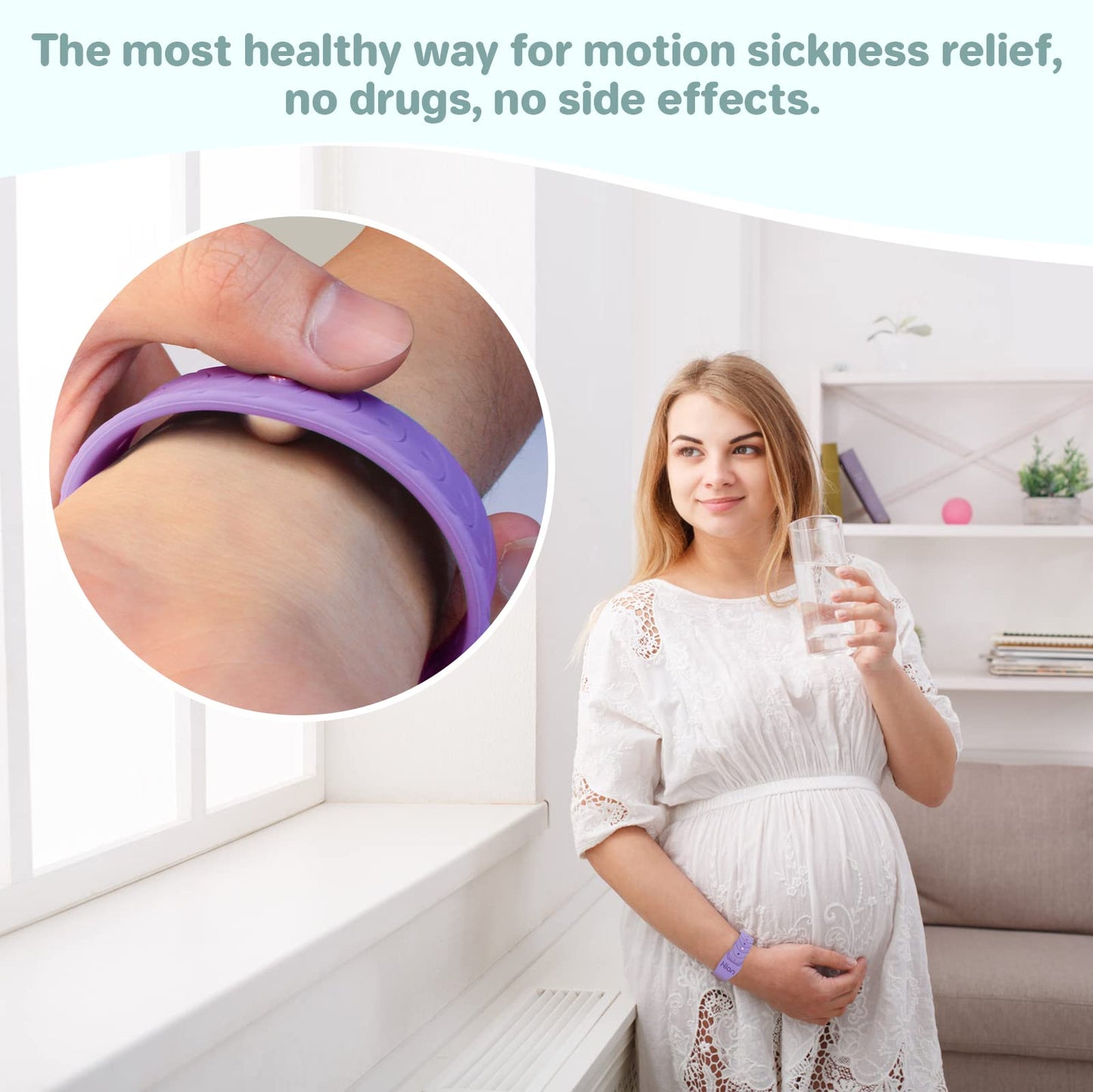 Hion Motion Sickness Bracelets – Acupressure Wristbands (2 Pairs, Starlight)