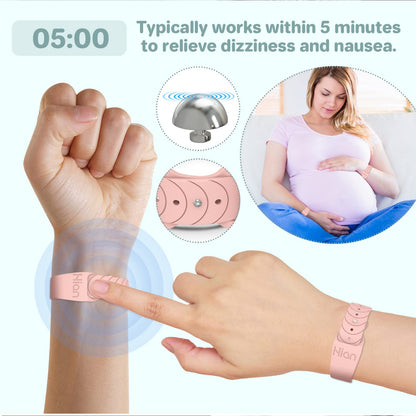 Hion Motion Sickness Bracelets – Acupressure Nausea Wristbands (2 Pairs, Starlight)