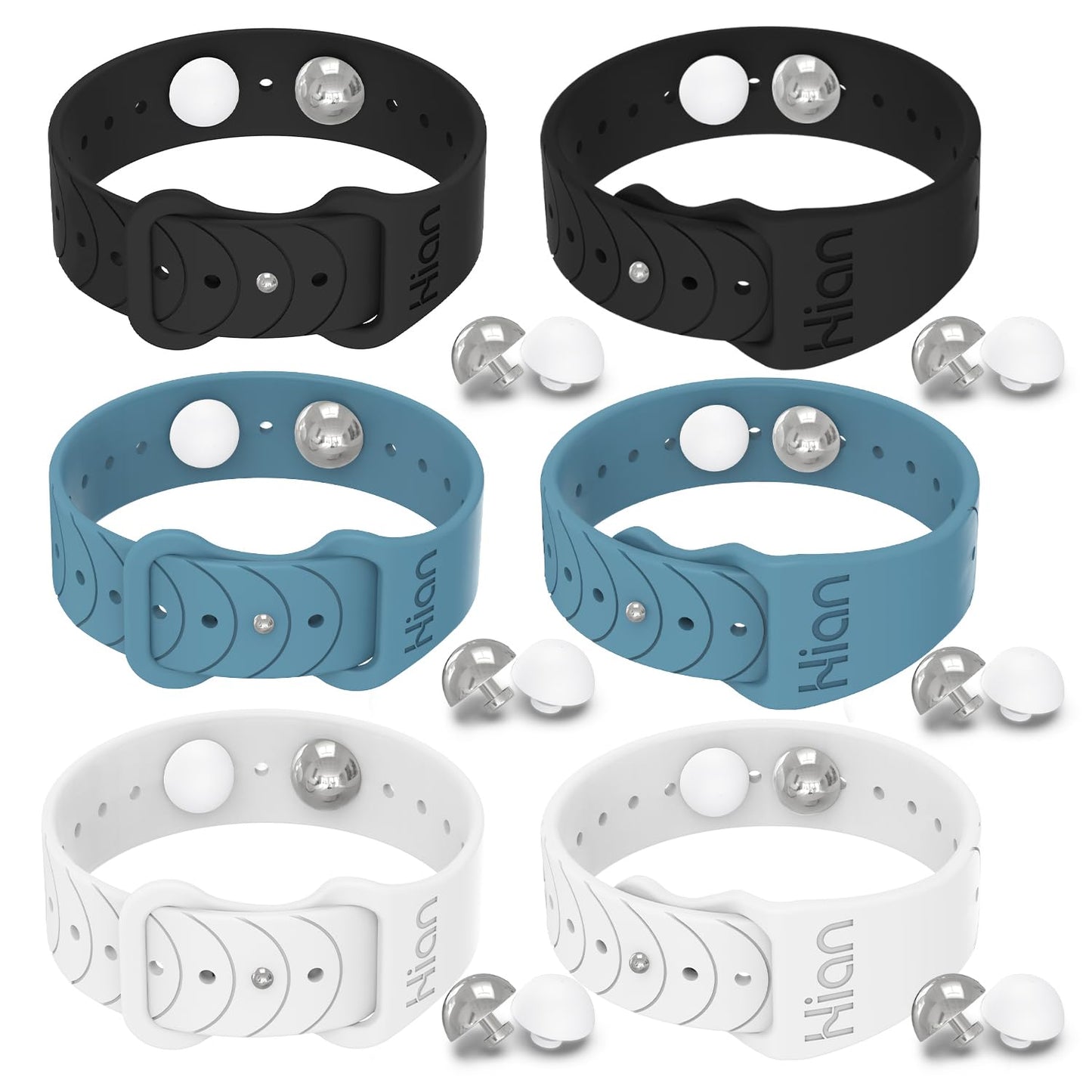 Hion Motion Sickness Bracelets — Acupressure Wristbands (3 Pairs: Black Blue White)