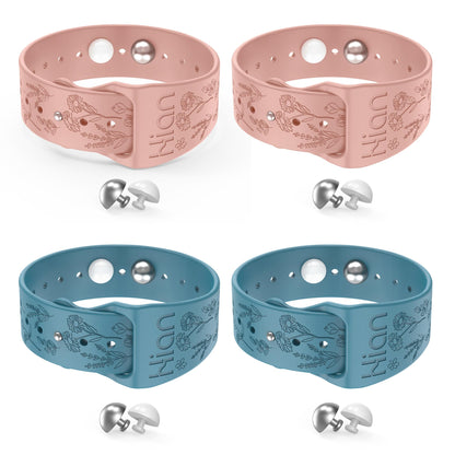 Hion Motion Sickness Bracelets – Natural Acupressure Nausea Bands (2 Pairs, Blue + Pink)