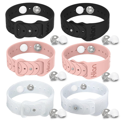 Hion Motion Sickness Bracelets – Acupressure Wristbands (3 Pairs: Black, Pink, Transparent)