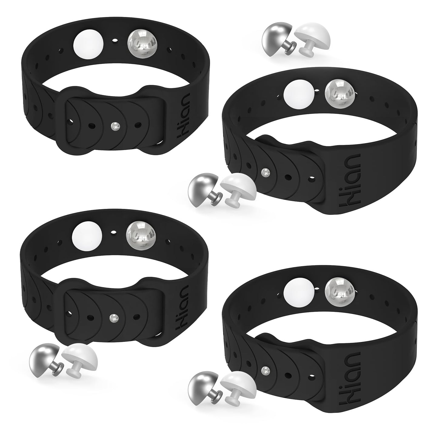 Hion Motion Sickness Bracelets – 2 Pairs Black Sea Sickness Wristbands, Adjustable Acupressure Nausea Bands