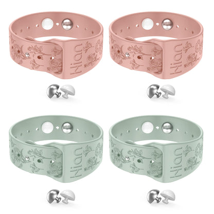 Hion Motion Sickness Wristbands – 2 Pairs (Pink & Beryl) Acupressure Nausea Bands
