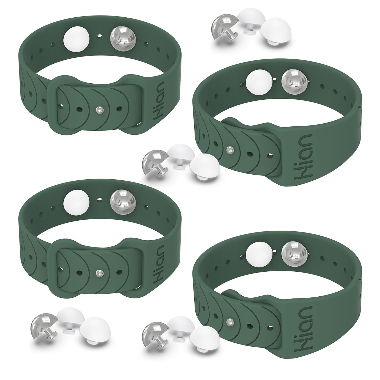 Hion Motion Sickness Bracelets – Pine Green Acupressure Nausea Wristbands (2 Pairs)