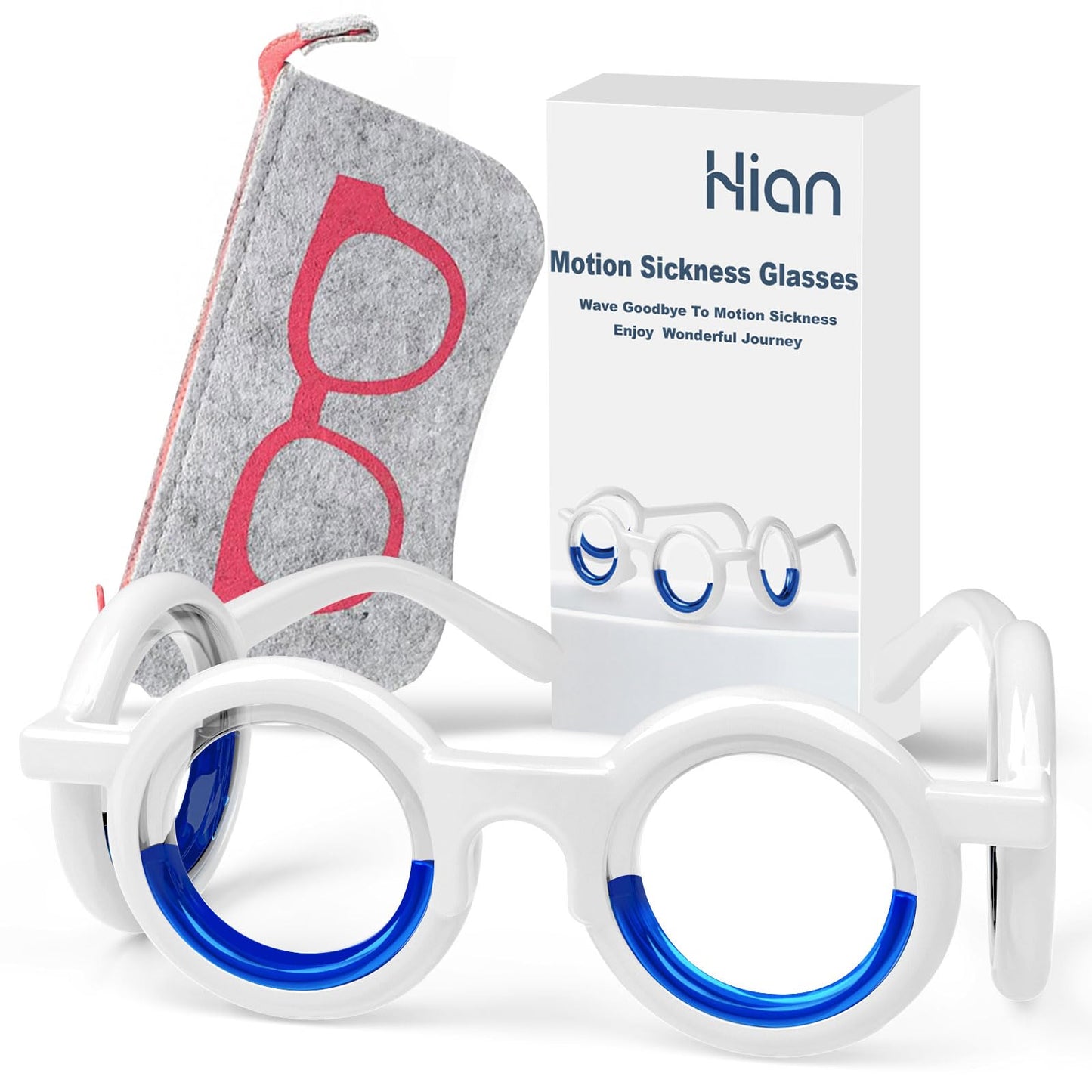 Hion Motion Sickness Glasses - Ultra-Light, Travel-Ready Relief for Carsickness, Seasickness & Airsickness (New-Red)