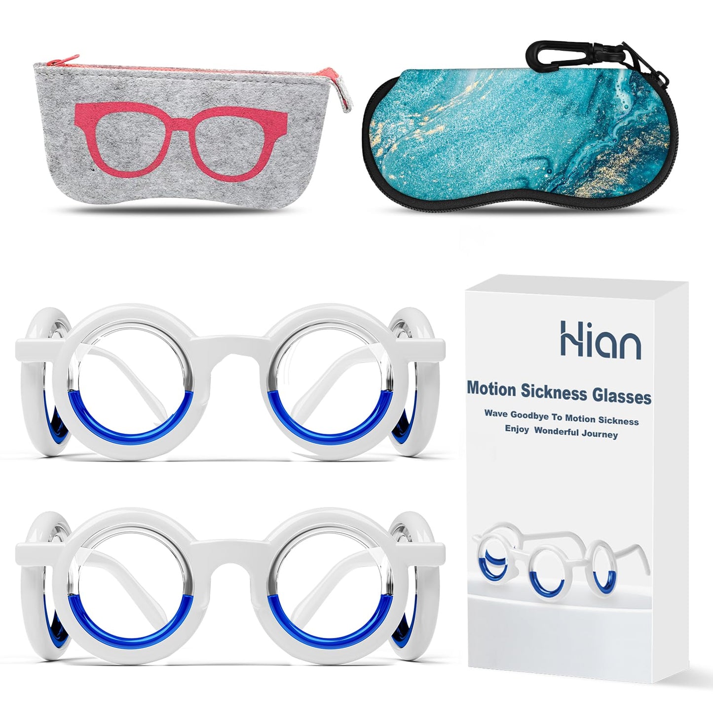Hion Motion Sickness Glasses – Ultra-Light, Drug-Free Travel Relief (2 Pairs)