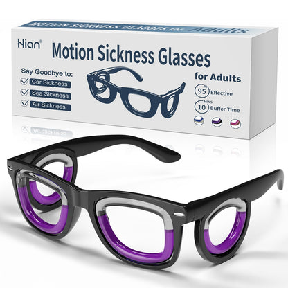 Hion Adult Anti-Motion Sickness Smart Glasses | Ultra-Light Liquid Glasses for Travel (Cars, Planes, Sea) – Black