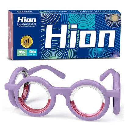 Hion Motion Sickness Glasses - Ultra-Light No-Lens Travel Relief (Violet, 1 Pair)