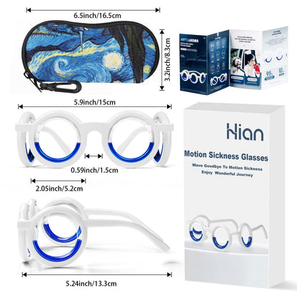 Hion Motion Sickness Glasses Starry – Ultra-Light No-Lens Liquid Glasses for Car, Sea & Air Travel