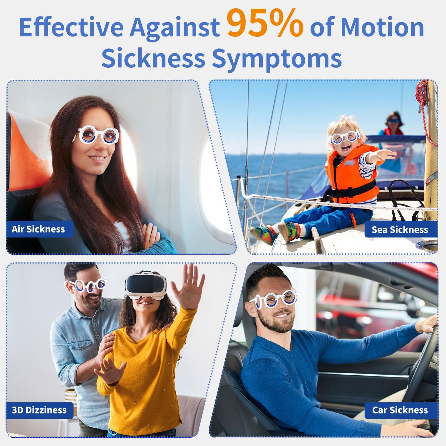 Hion Motion Sickness Glasses – Car, Boat, and Flight Sickness Relief (Red Box)