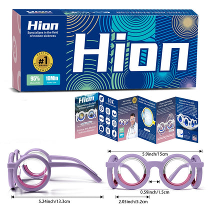 Hion Motion Sickness Glasses — 2 Pairs, Liquid Circle, Travel-Ready Relief for Cars, Boats & Planes