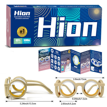 Hion Motion Sickness Glasses – Ultra-Light No-Lens Liquid Glasses for Cars, Seas & Air Travel (Cream, 2 Pairs)