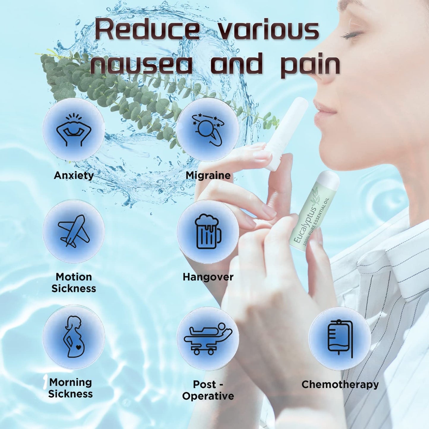 Hion Nausea Relief Inhaler – Eucalyptus, 100% Natural Essential Oils