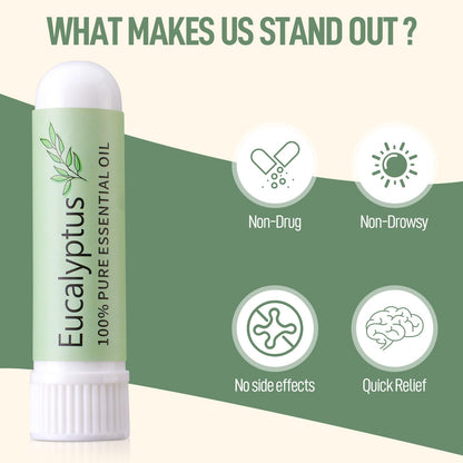 Hion Nausea Relief Inhaler – Eucalyptus, 100% Natural Essential Oils