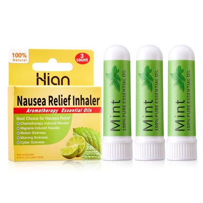 Hion Nausea Relief Inhaler - Mint (3pcs) | 100% Natural Essential Oils Inhalers