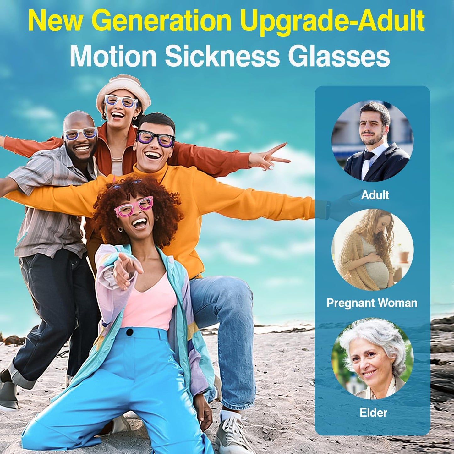 Hion 2 Pairs Adult Anti-Motion Sickness Smart Glasses — Ultra-Light, Travel-Ready Nausea Relief (White + Pink)