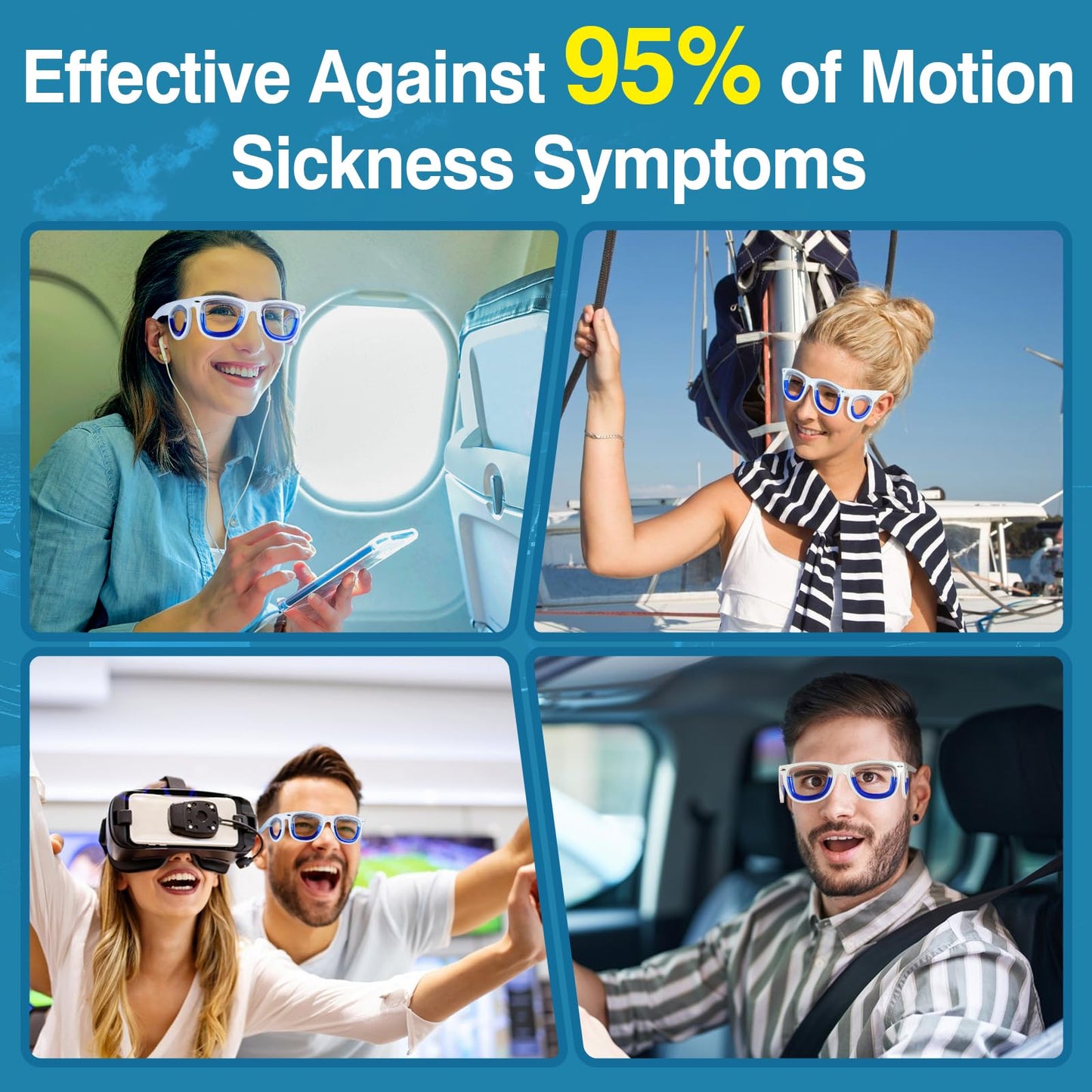 Hion Adult Anti-Motion Sickness Smart Glasses | Ultra-Light Travel Relief