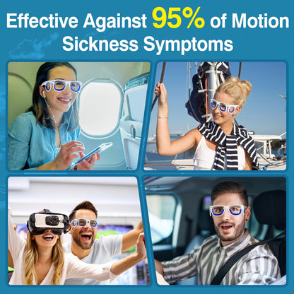 Hion 2 Pairs Adult Anti-Motion Sickness Smart Glasses — Ultra-Light, Travel-Ready Nausea Relief (White + Pink)