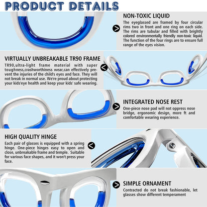 Hion Kids Anti-Motion Sickness Smart Glasses – Ultra-Light Travel Eyewear (2 Pairs) for Ages 3–8