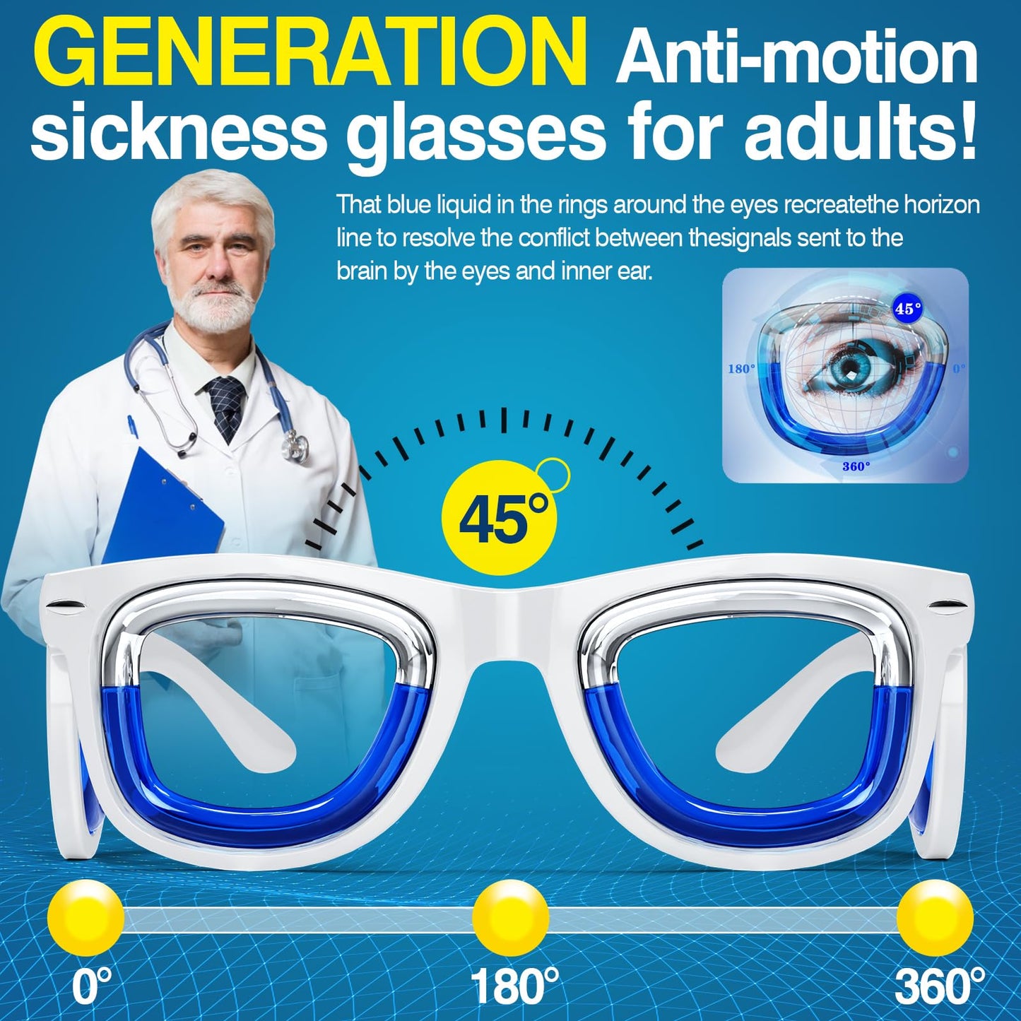 Hion Adult Anti-Motion Sickness Smart Glasses | Ultra-Light Travel Relief