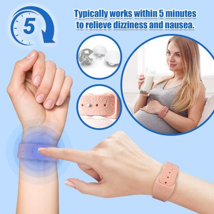 Hion Motion Sickness Wristbands – 3 Pairs Acupressure Nausea Bands (Beryl, Pink, Blue)