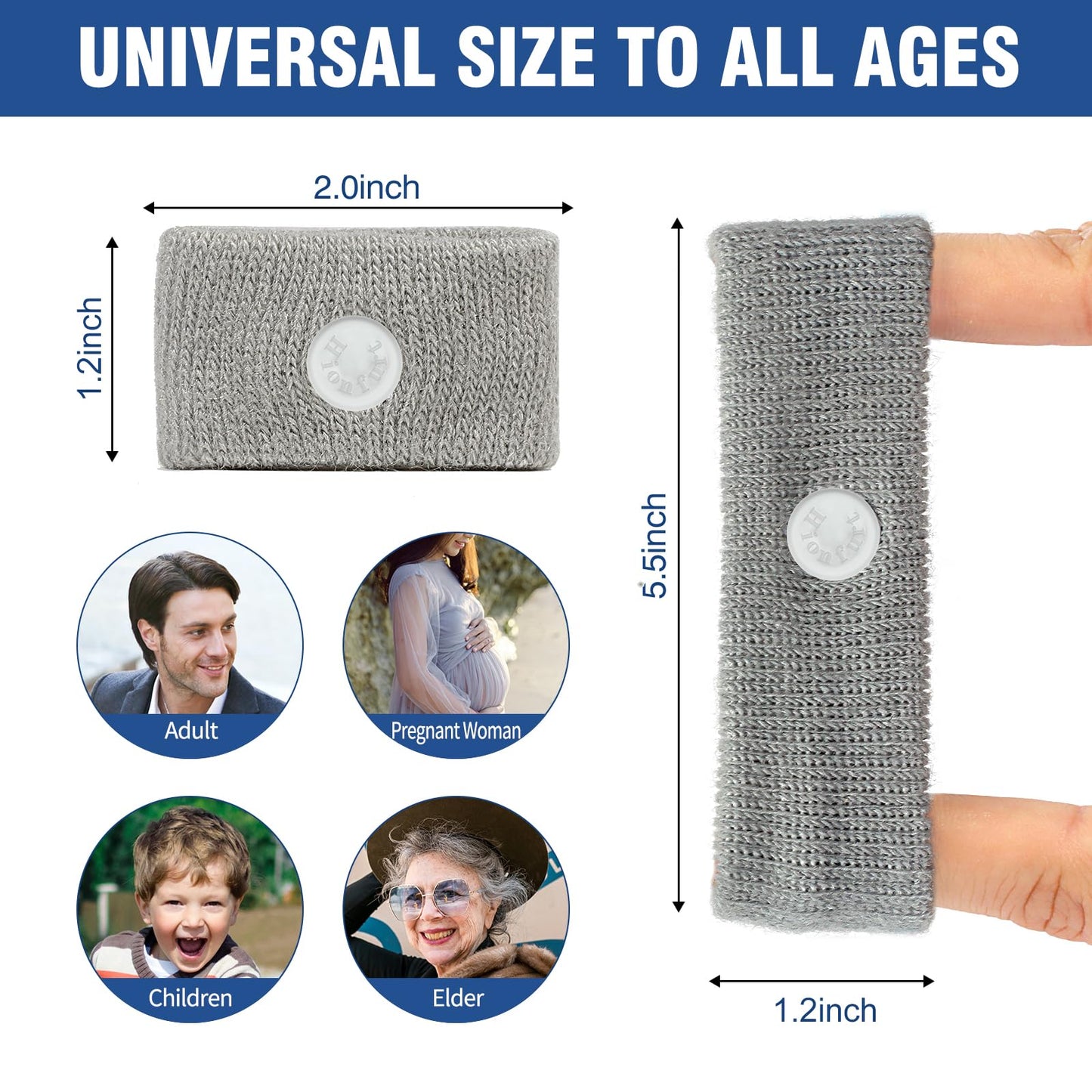 Hionfurt Motion Sickness Bands – 4 Pairs (2 Grey, 2 Black) | Acupressure Nausea Relief