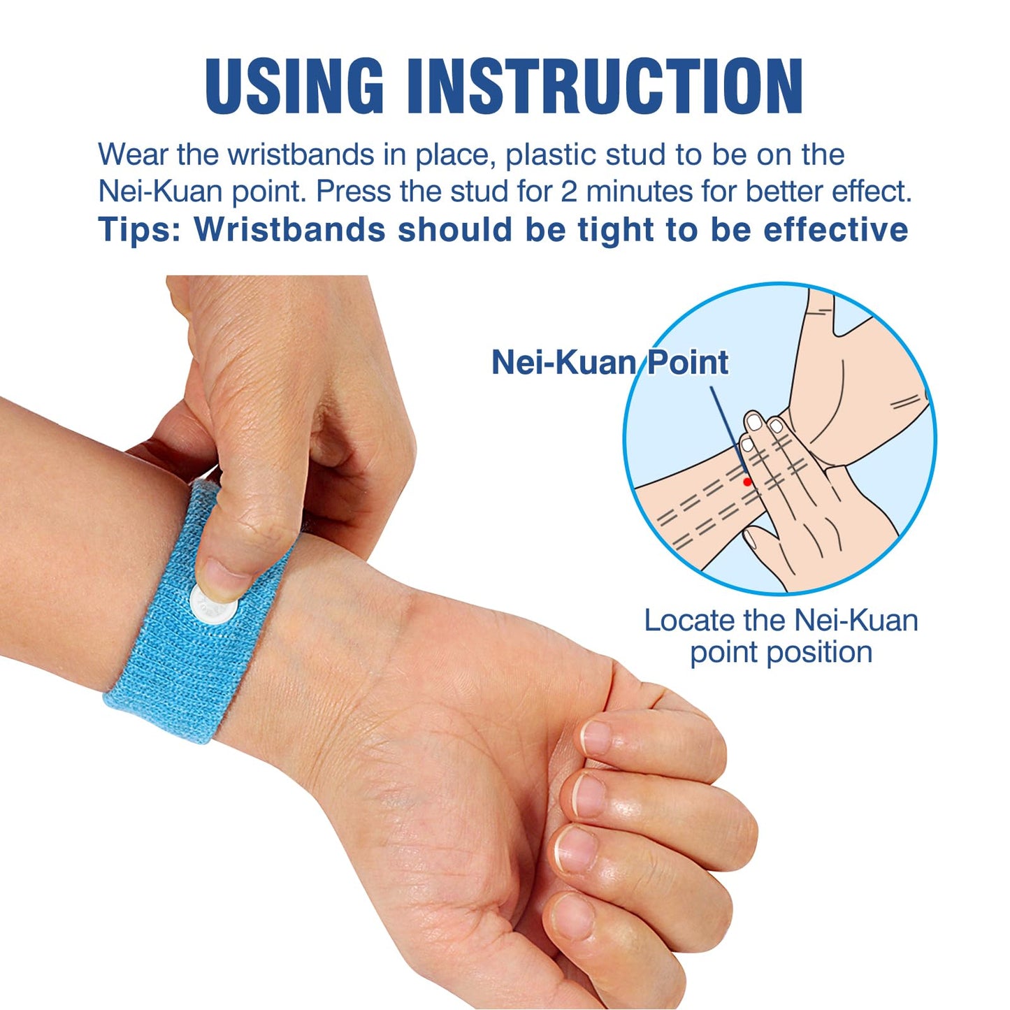 Hionfurt Motion Sickness Bands – Drug-Free Nausea Relief (2 Pairs, Blue)