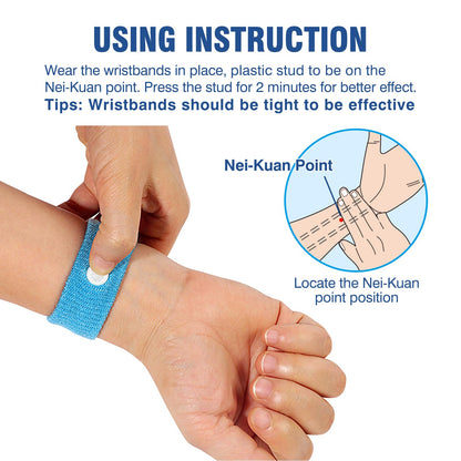Hionfurt Motion Sickness Bands – Drug-Free Nausea Relief (2 Pairs, Blue)