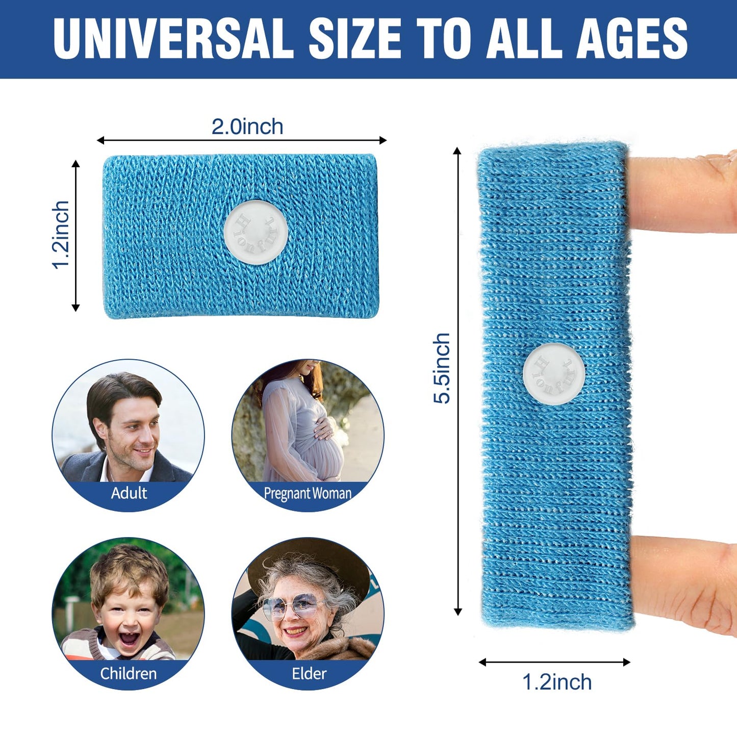 Hionfurt Motion Sickness Bands – Drug-Free Nausea Relief (2 Pairs, Blue)