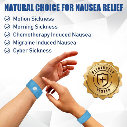 Hionfurt Motion Sickness Bands – Drug-Free Nausea Relief (2 Pairs, Blue)