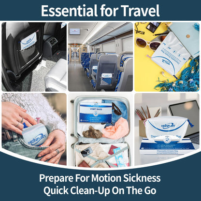 Hionfurt Absorbent Vomit Bag - 12Pcs, 900ml Gel-Form Emesis Bags for Travel