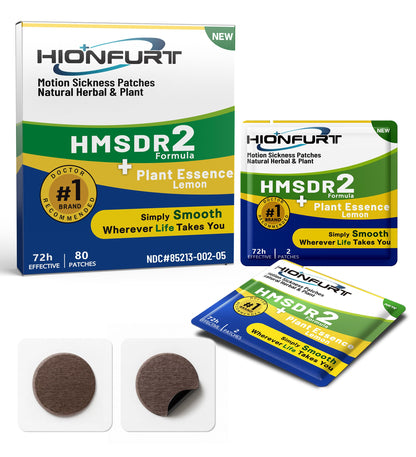 Hionfurt HMSDR2 80ct Motion Sickness Patches - Lemon, Non-Drowsy, 72H Travel Relief