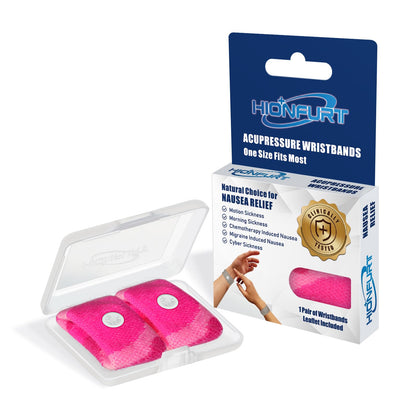 Hionfurt Motion Sickness Bands — Travel Nausea Relief Wristbands (Camo Pink)