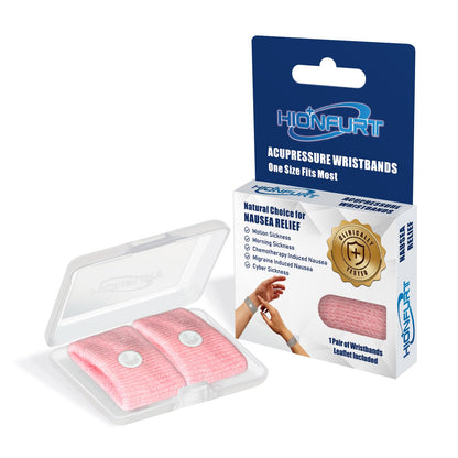 Hionfurt Motion Sickness Bands – Pink Acupressure Wristbands for Nausea Relief (Adults & Kids)
