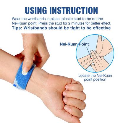 Hionfurt Motion Sickness Bands – Natural Nausea Relief Wristbands for Travel | 2 Pairs, Camouflage Blue