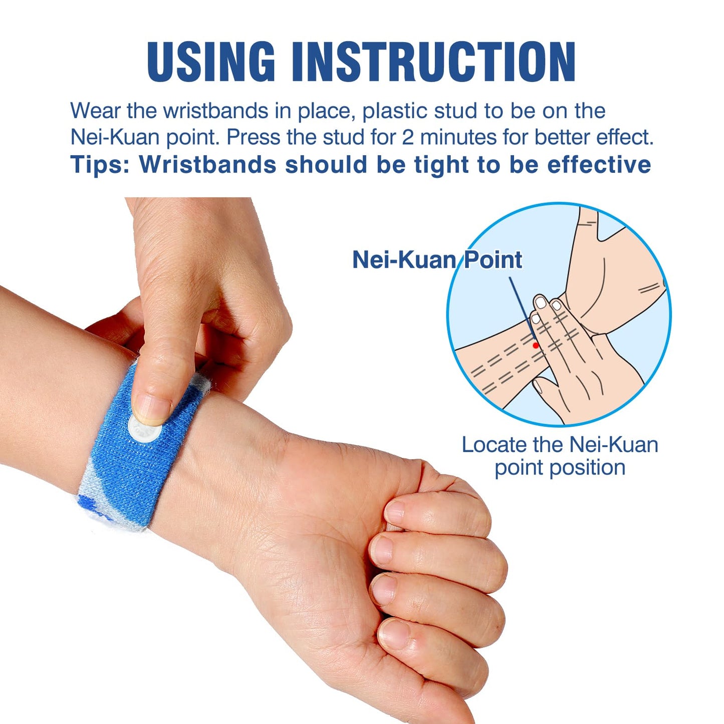 Hionfurt Motion Sickness Bands – Acupressure Nausea Relief (2 Pairs: Cam Blue & Cam Pink)