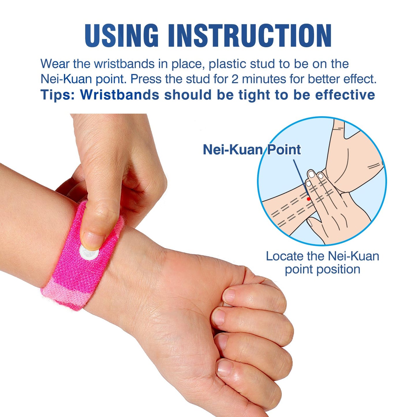 Hionfurt Motion Sickness Bands — Travel Nausea Relief Wristbands (Camo Pink)