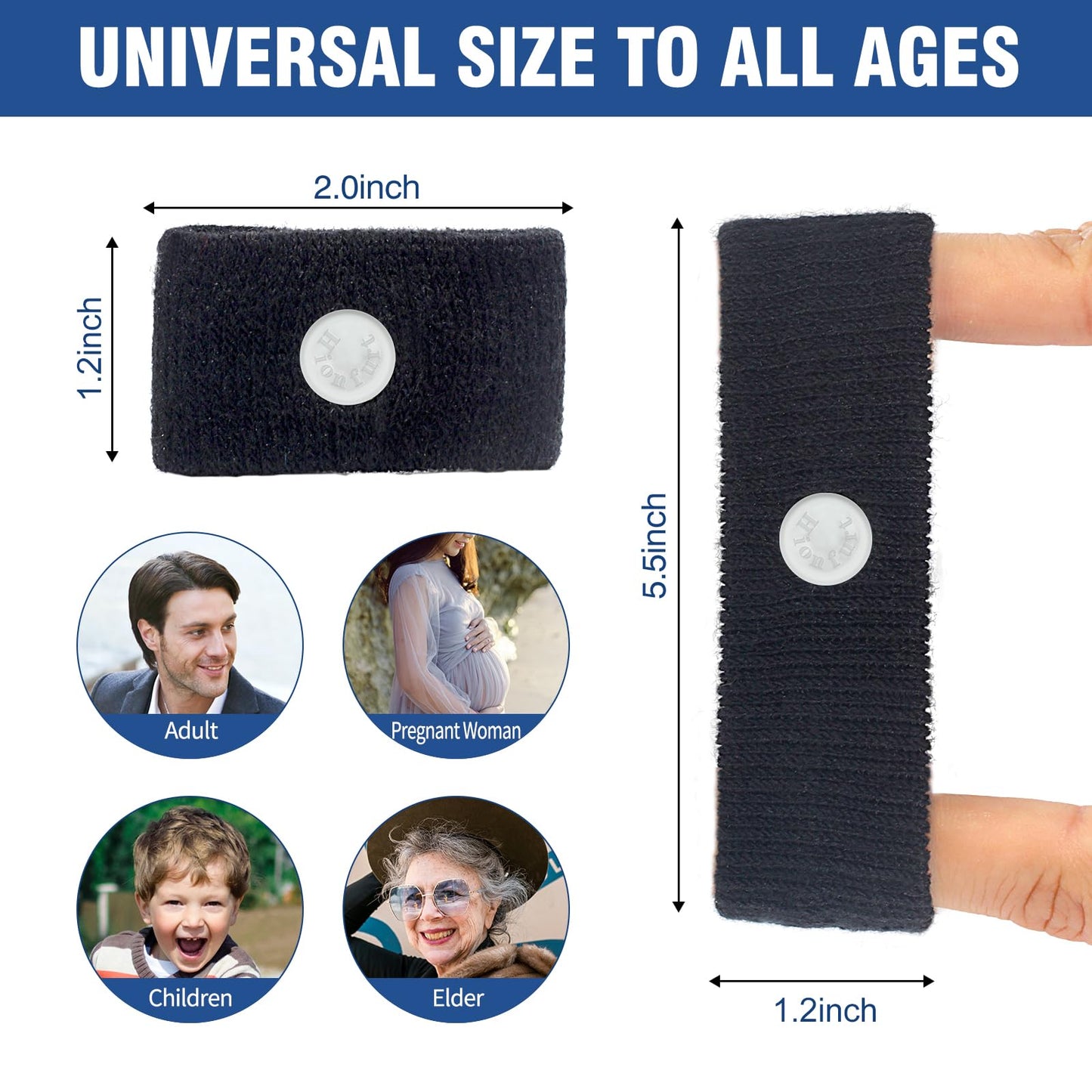 Hionfurt Motion Sickness Bands – Acupressure Nausea Relief for Travel, Morning Sickness (2 Pairs, Grey & Black)