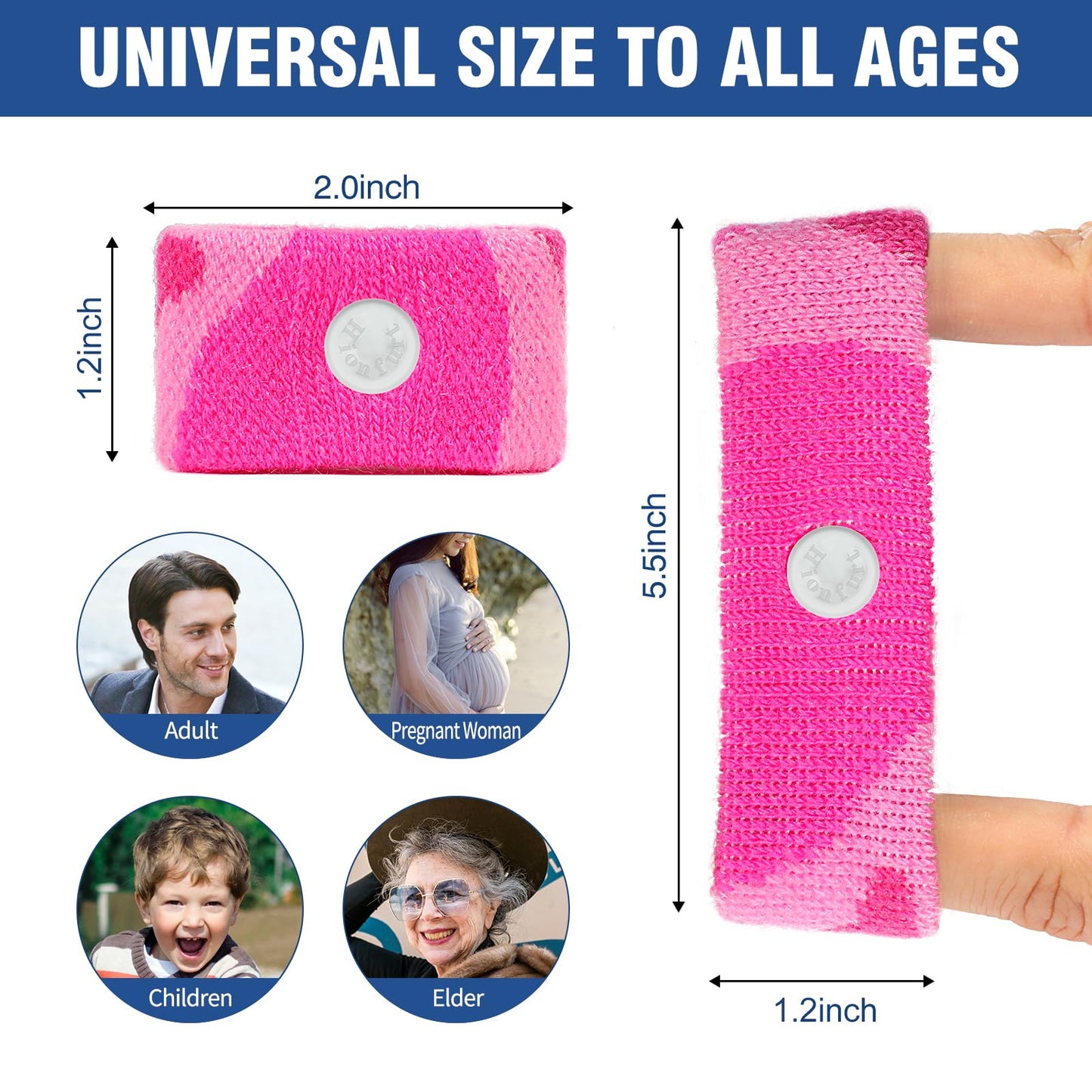 Hionfurt Motion Sickness Bands — Travel Nausea Relief Wristbands (Camo Pink)