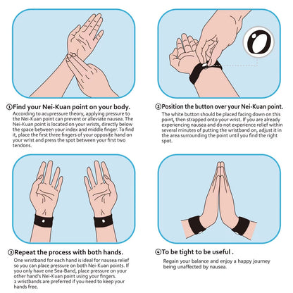 HIONXMGA 6 Pairs Motion Sickness Bands – Natural Acupressure Wristbands for Travel Nausea Relief