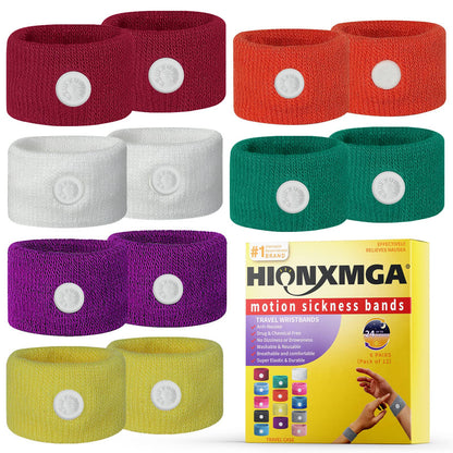 HIONXMGA 6 Pairs Motion Sickness Bands – Natural Nausea Relief for Travel