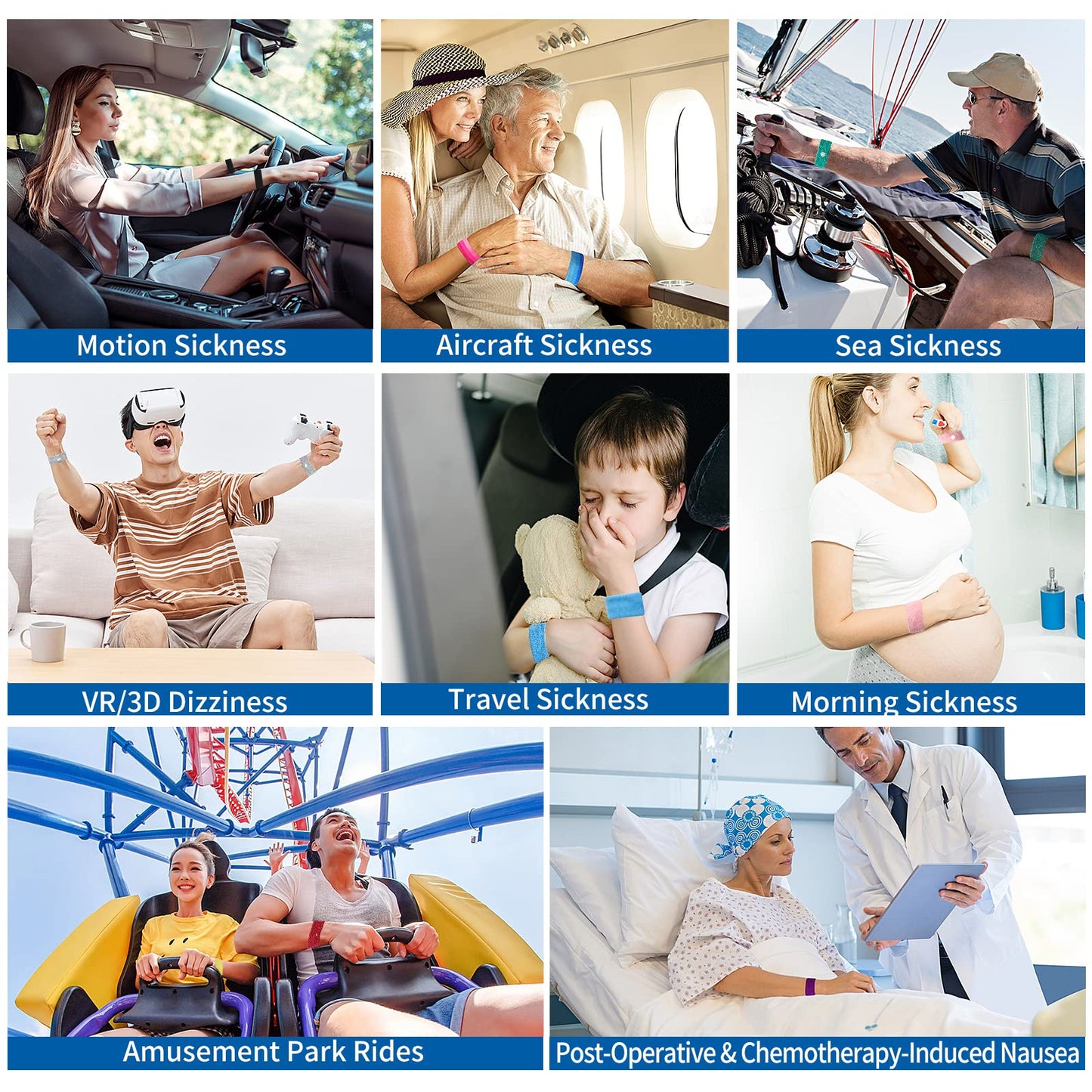 HIONXMGA 6 Pairs Motion Sickness Bands – Natural Nausea Relief for Travel