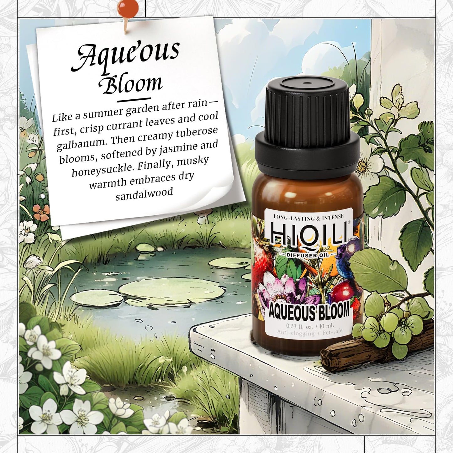 HIQILI Aqueous Bloom Diffuser Oil – Long-Lasting Scent for Large Spaces | Pets & Home (0.34 fl oz)