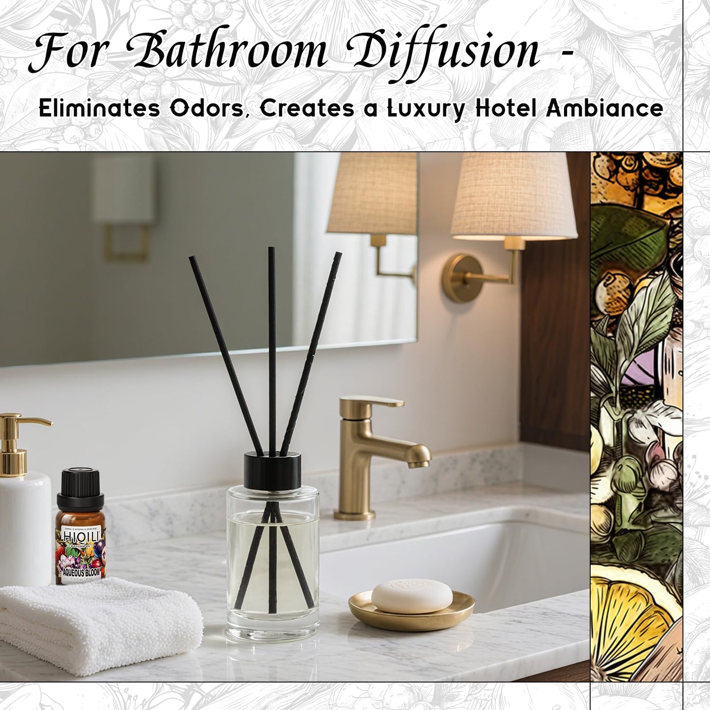 HIQILI Aqueous Bloom Diffuser Oil – Long-Lasting Scent for Large Spaces | Pets & Home (0.34 fl oz)