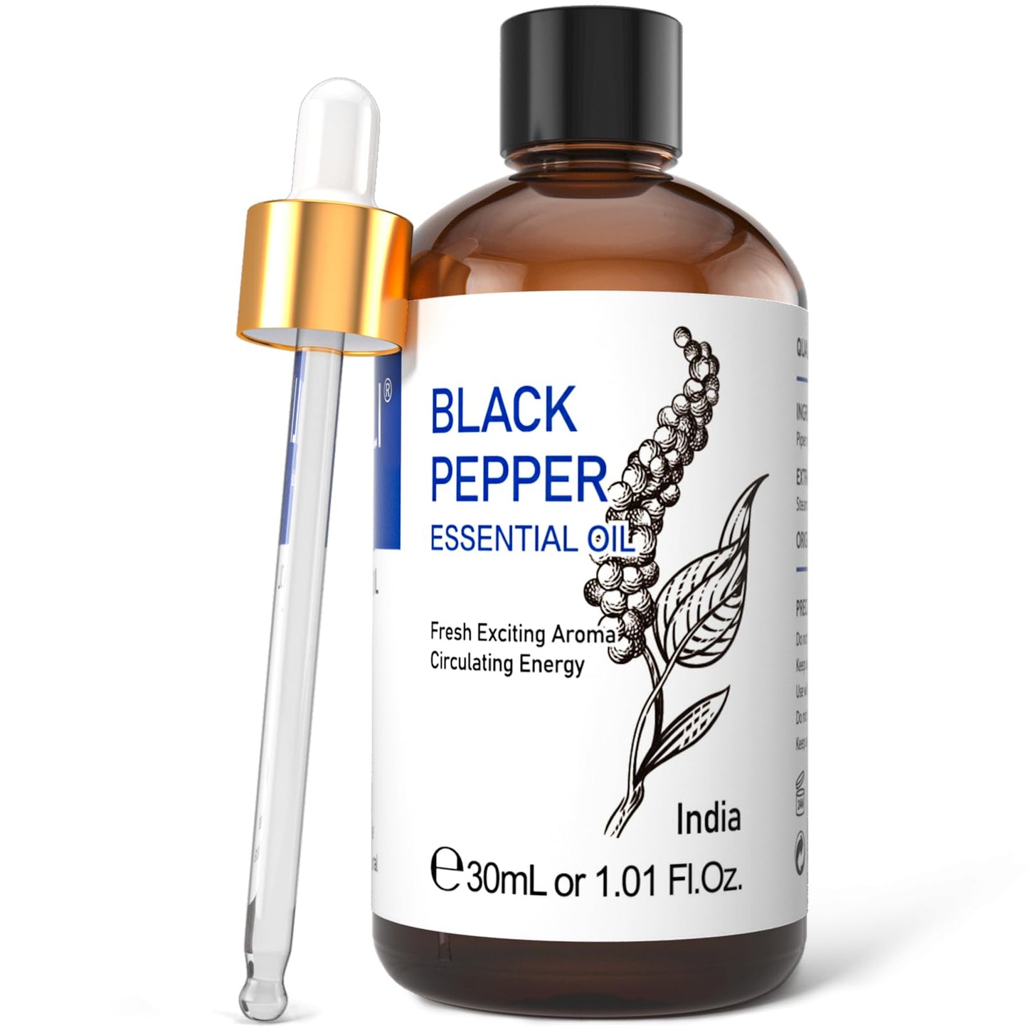 HIQILI 1 oz Black Pepper Essential Oil – 100% Pure for Aromatherapy (30 ml)