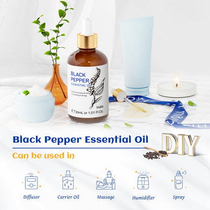 HIQILI 1 oz Black Pepper Essential Oil – 100% Pure for Aromatherapy (30 ml)